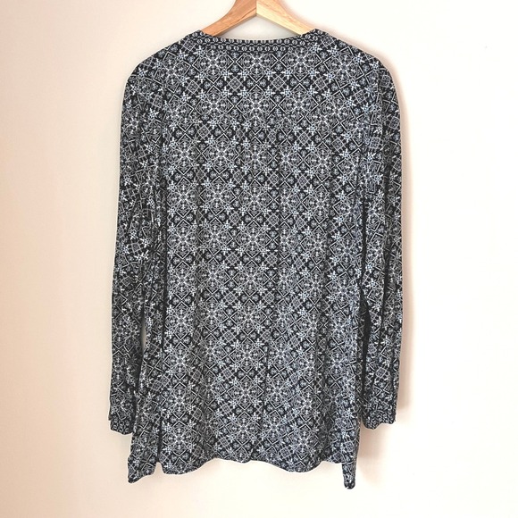 J Jill Womens Long Sleeve Tunic Top Geometric Print V Neck Size XL - Picture 3 of 11